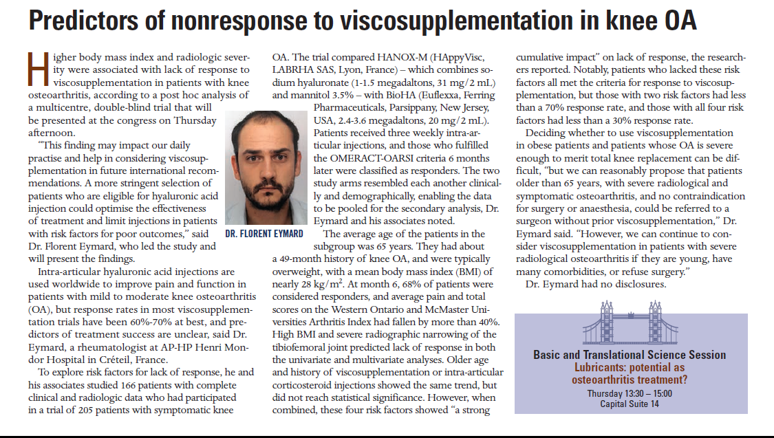 Article Predictors of nonresponse to visco in knee OA