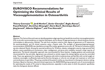 EUROVISCO Recommendations for optimizing the clinical results of viscoupplementation in osteoarthritis